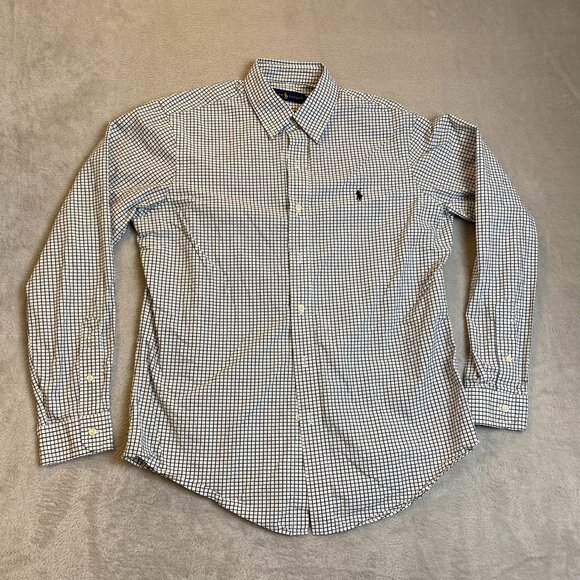 Polo Ralph Lauren Mens Shirt M Checkered Long-Sleeve Button-Down Cotton Classic - Picture 10 of 10